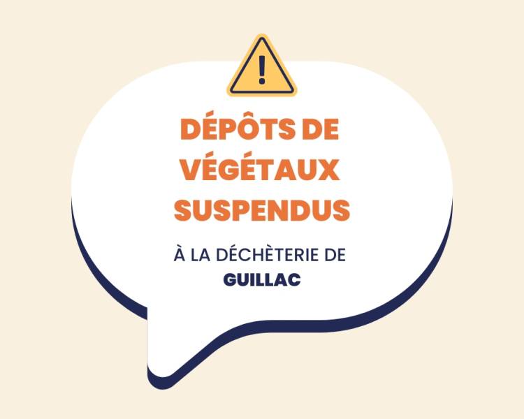 Dépôts de végétaux suspendus à la déchèterie de Guillac